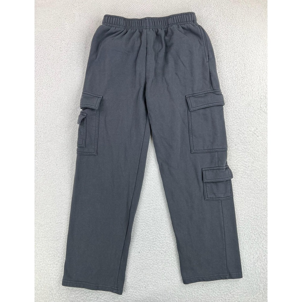 Garage Cargo Pants Womens Medium Gray French Terry Elastic Waist Pockets Relaxed